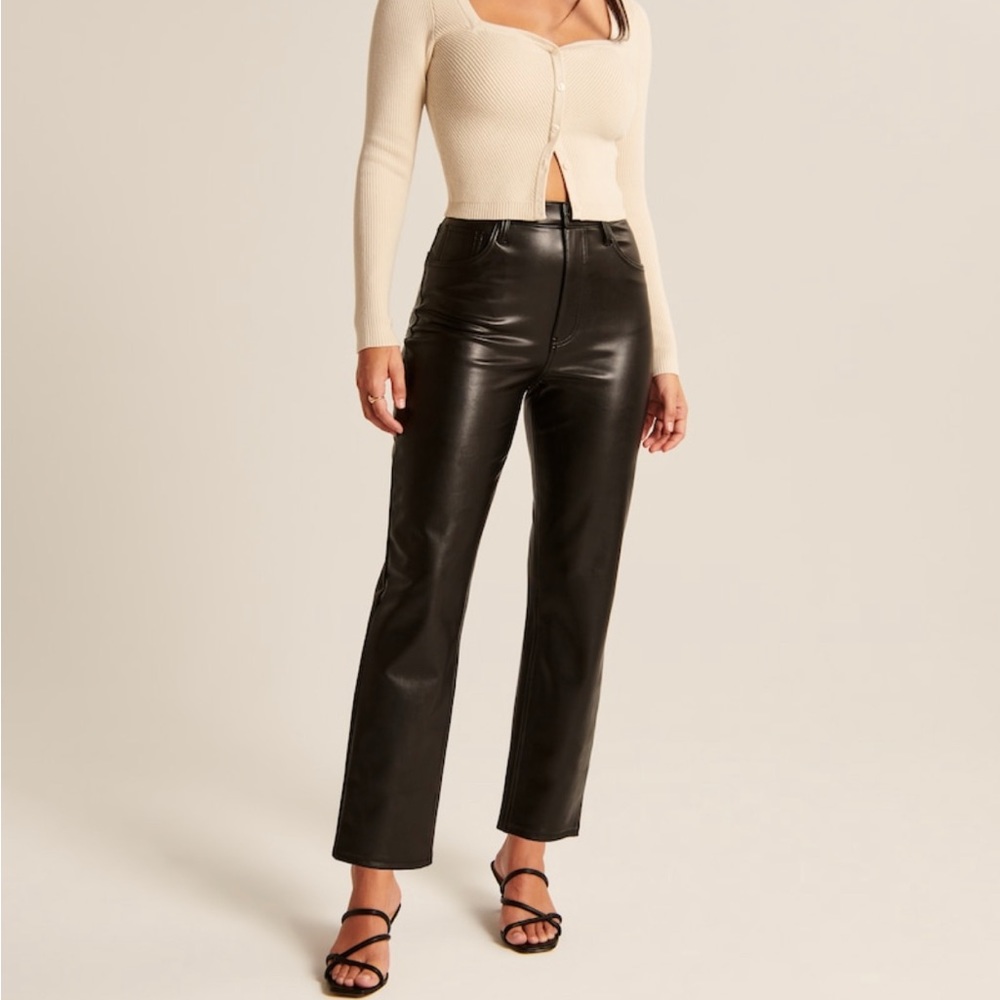 FAUX LEATHER STRAIGHT ANKLE ULTRA HIGH RISE